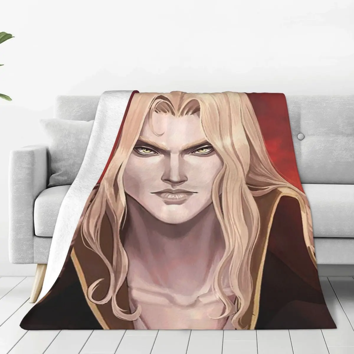 Alucard Fanart Castlevania Blanket Soft Warm Flannel Throw Blanket Bedding for Bed Living room Picnic Travel Home Sofa