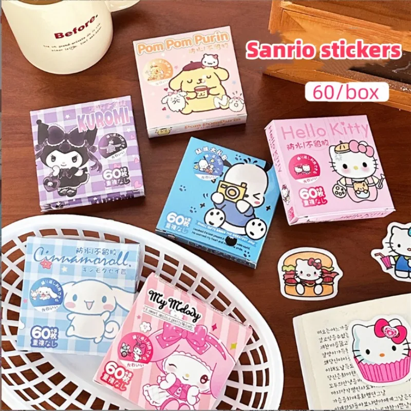 

60pcs Sanrio Anime Stickers Kuromi Hello Kitty Cinnamoroll Graffiti DIY Luggage Laptop Skateboard Phone Decal Sticker Kids Toys