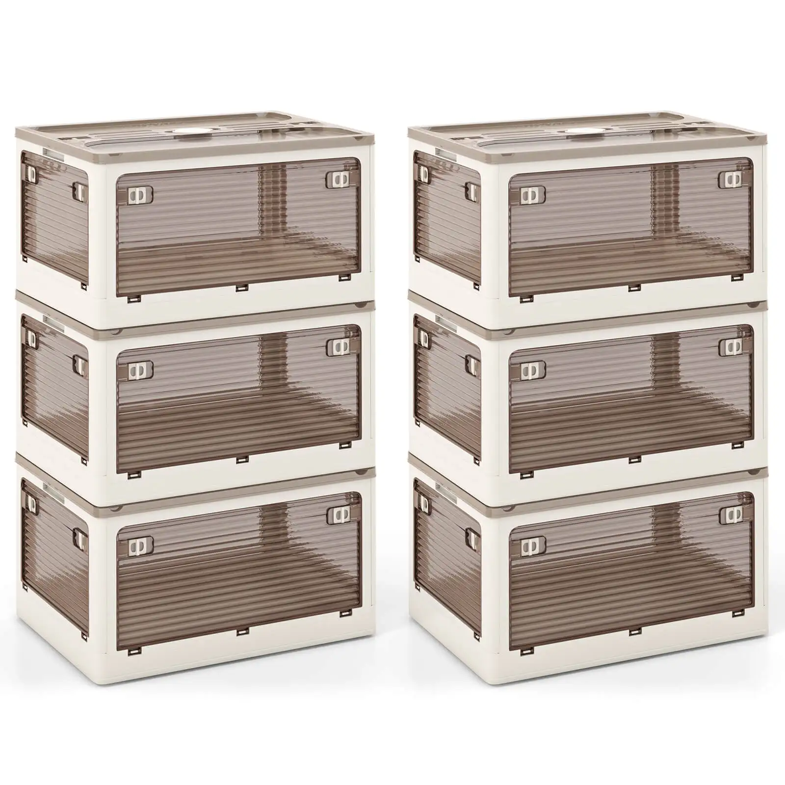 

6-Pack Stackable Storage Bins w/Lids 34.5 Gallon Collapsible Plastic Container Box