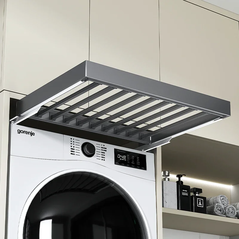 Washing machine pull drying rack balcony cabinet above the cabinet storage telescopic slide invisible pull hanger pants rack