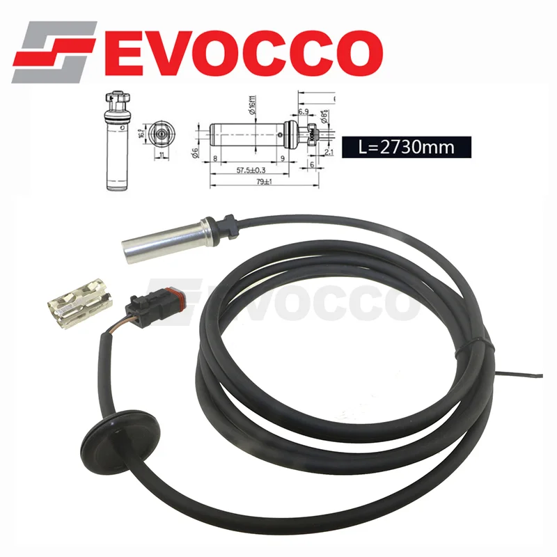 Capteur ABS DT gauche droite L = 096.252mm, pour WABCO 2.25332 RENAULT VOLVO camion FH16 2730-4410323860 2002 21247147