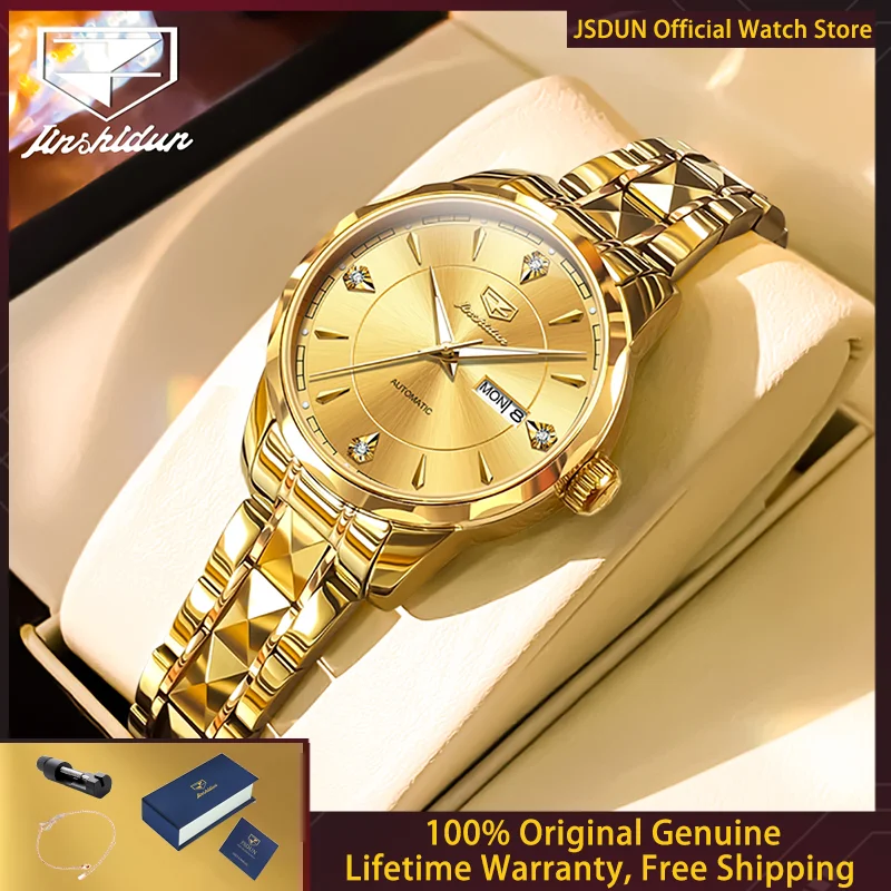 JSDUN 8975 Women Watch Luxury Imported Business Women Automatic Mechanical Watch Tungsten Steel Sapphire Mirror Women Watch