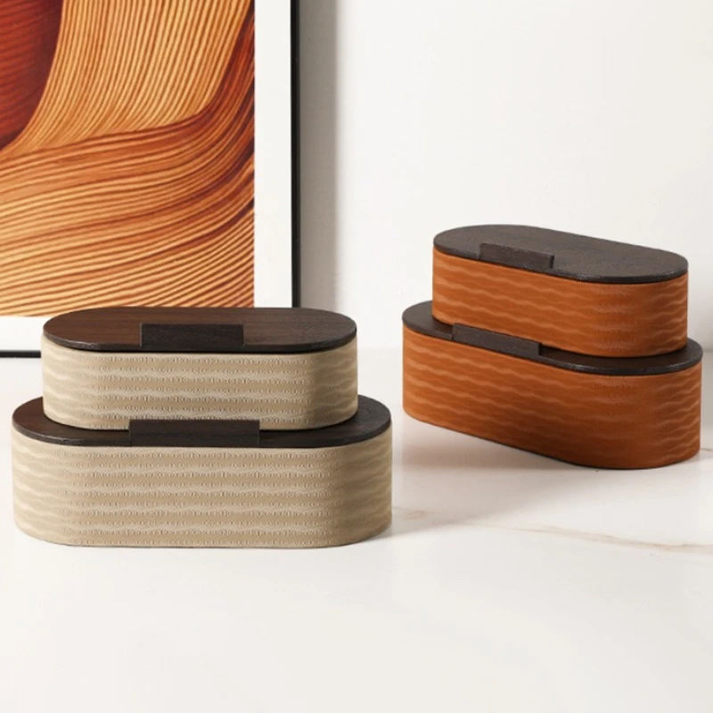 

Leather Jewelry Box Minimalist Ring Earrings Storage Boxes Portable Necklaces Bracelet Display Case Jewellery Packaging Supplies