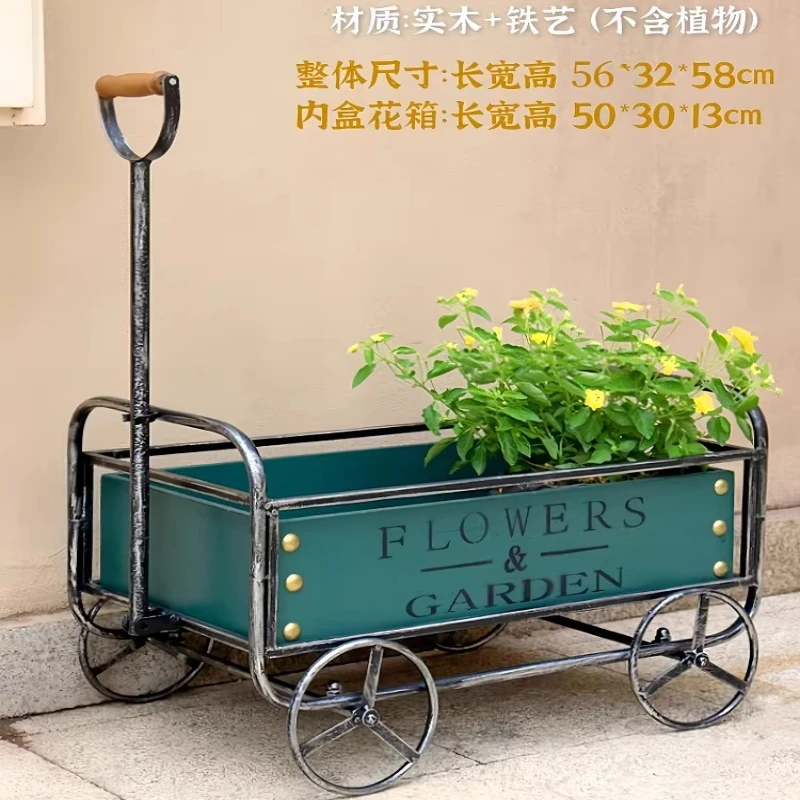 Chariot de jardin en fer forgé pour plantes d'extérieur, support décoratif pour balcon, chariot créa