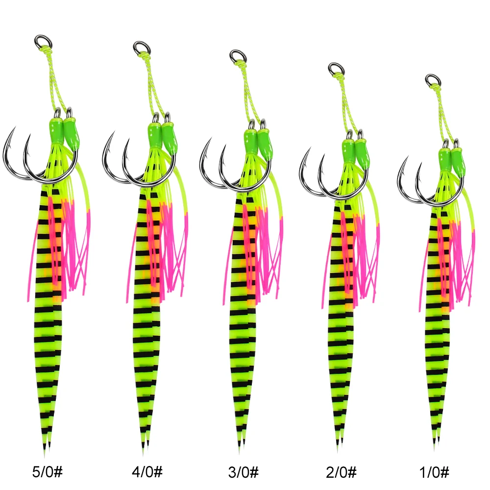 PROBEROS 2er-Set/Beutel Silikon-Skirts Angelhaken Feder-Assist-Haken mit Tintenfisch-Skirts Slow Jig Pesca Meerbarsch Angelzubehör – Detail 4