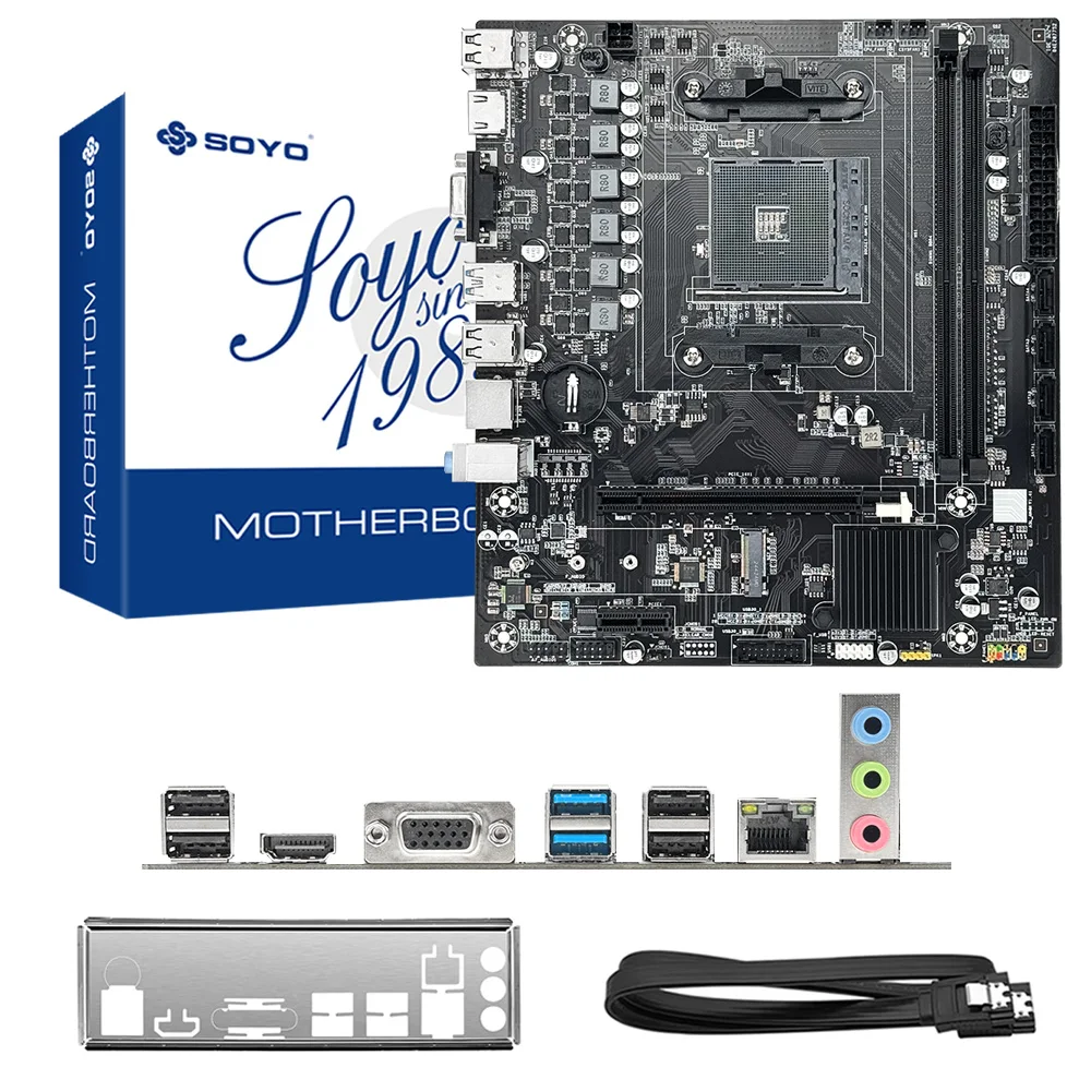 SOYO Moederbord Klassiek AMD B450M Dual-channel DDR4 Geheugen AM4 Moederbord M.2 NVME (Ondersteunt Ryzen 5500 5600 5600G CPU) Volledig nieuw