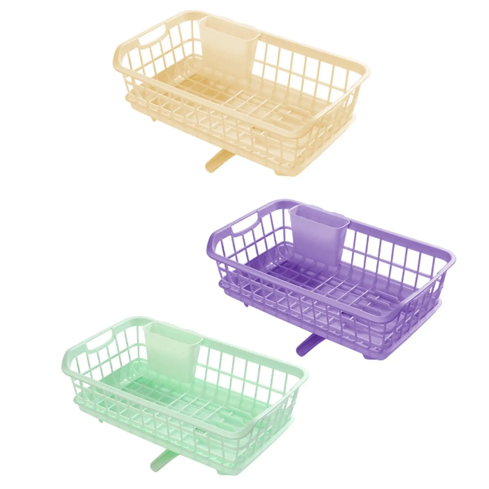 

Dish Drainer Chopsticks Bucket with Spout Self Draining Space Saving Dish Drying Rack for Bowls Countertop Bathroom Plates Cups
