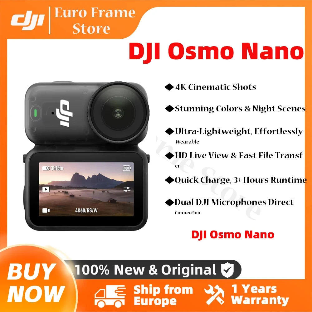 DJI Osmo Nano Bundle Standard Petite Camera Vlog 4K/60fps & 143° Wide FOV All-New 1/1.3" Sensor Dual DJI Microphones