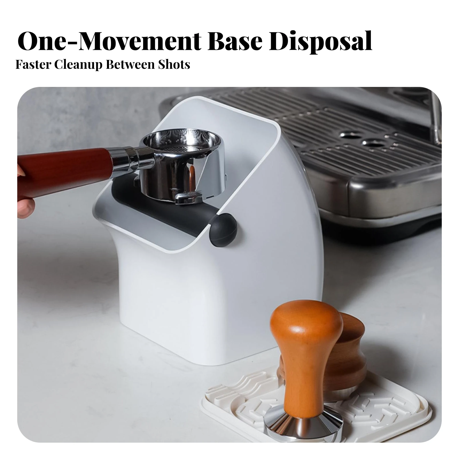 Espresso Knock Box Slanted Knock Box with Bar Espresso Grounds Bin Freestanding Coffee Grounds Container Easy to Clean