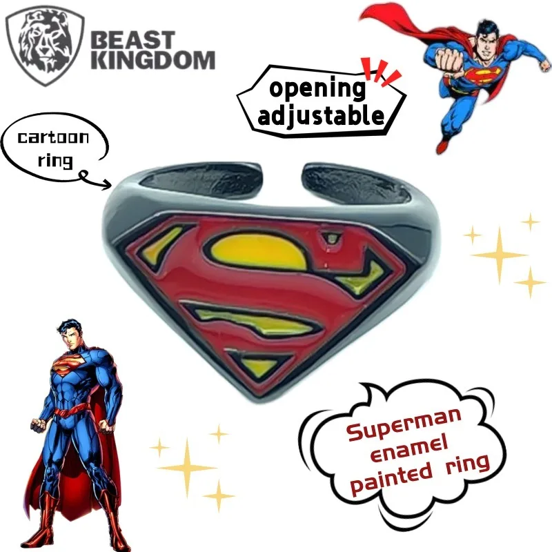 BeastKingdom Justice League Superman شخصية إبداعية مطلية بالمينا حلقة مفتوحة أنيمي الطرفية الكرتون البنصر الهدايا #1