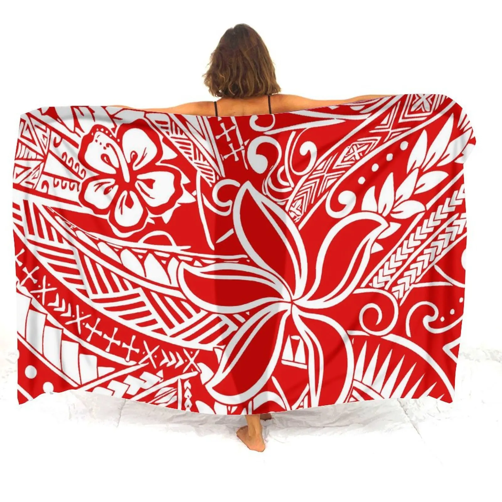 Comfortable Apron Clothing Sarong Retro Polynesian Vacation Women Beach Sarong Custom Artistic Print, High-Quality Fabric Sarong