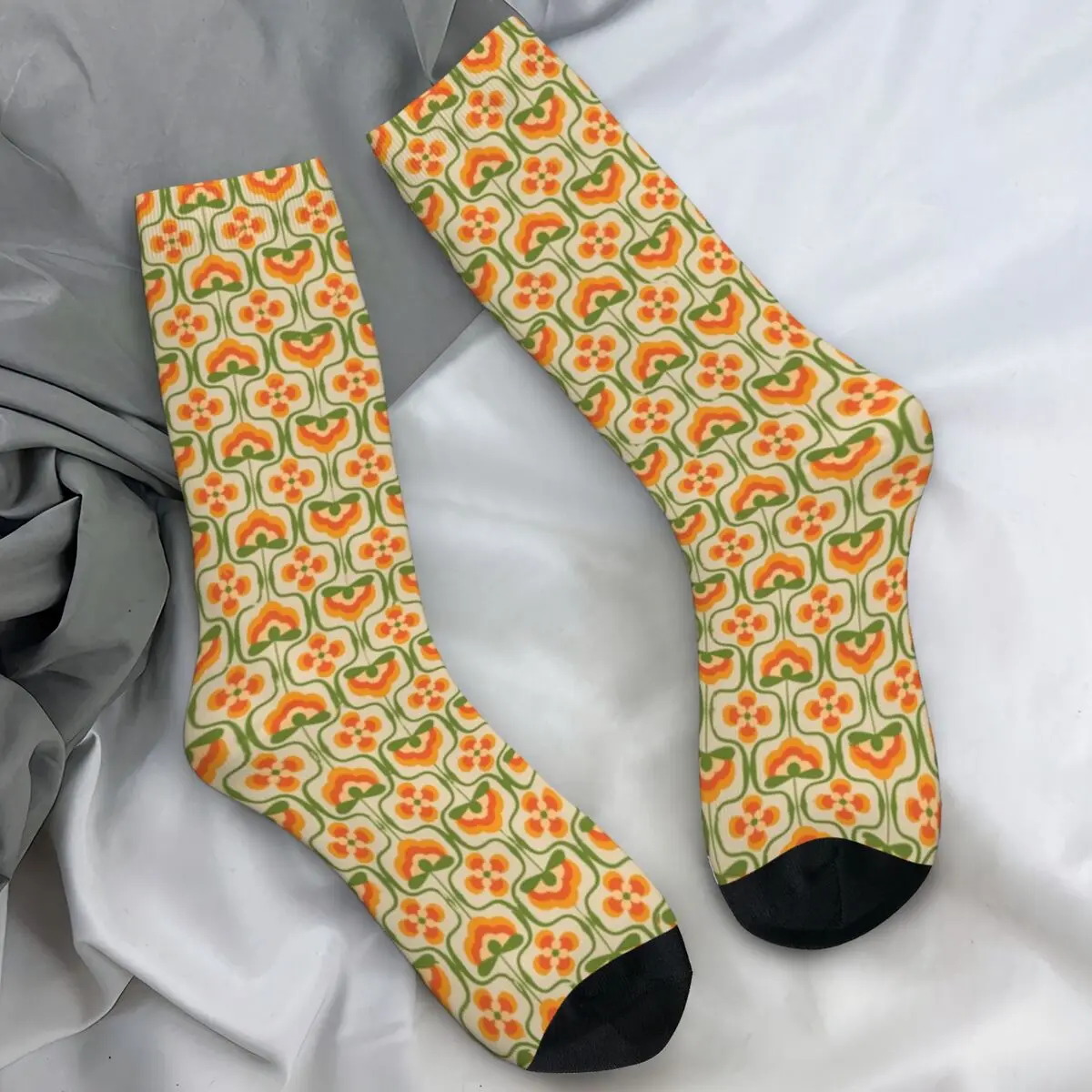 

Adults Men Socks Blooming Flower 3D Geometric Stockings Spring Retro Soft Breathable Socks Printed Climbing Non-Slip Socks
