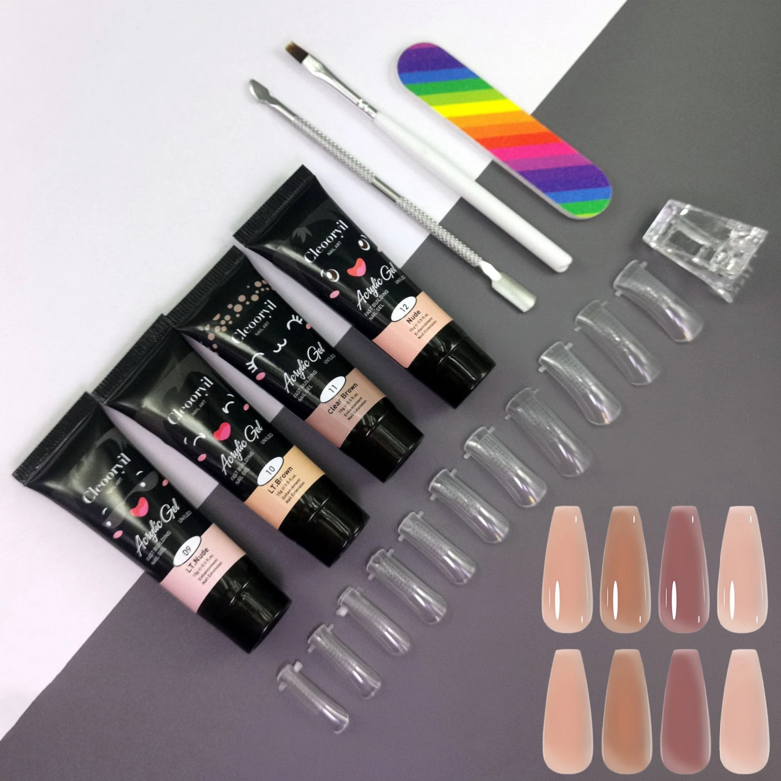 9in1 15ML Nagelverlängerungsgel Poly Semi Permanent Hard Gel Acryl Weiß Klar Nude Gel Nagellack Nail Art