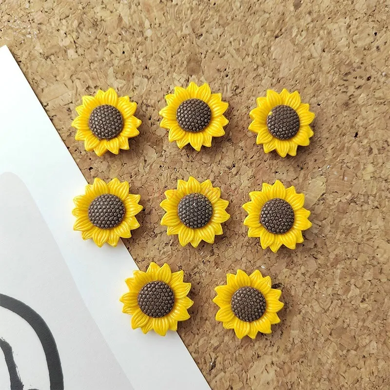 8pcs Sunflower flower pushpin creative soft wooden board felt message photo kindergarten fixed decoration button