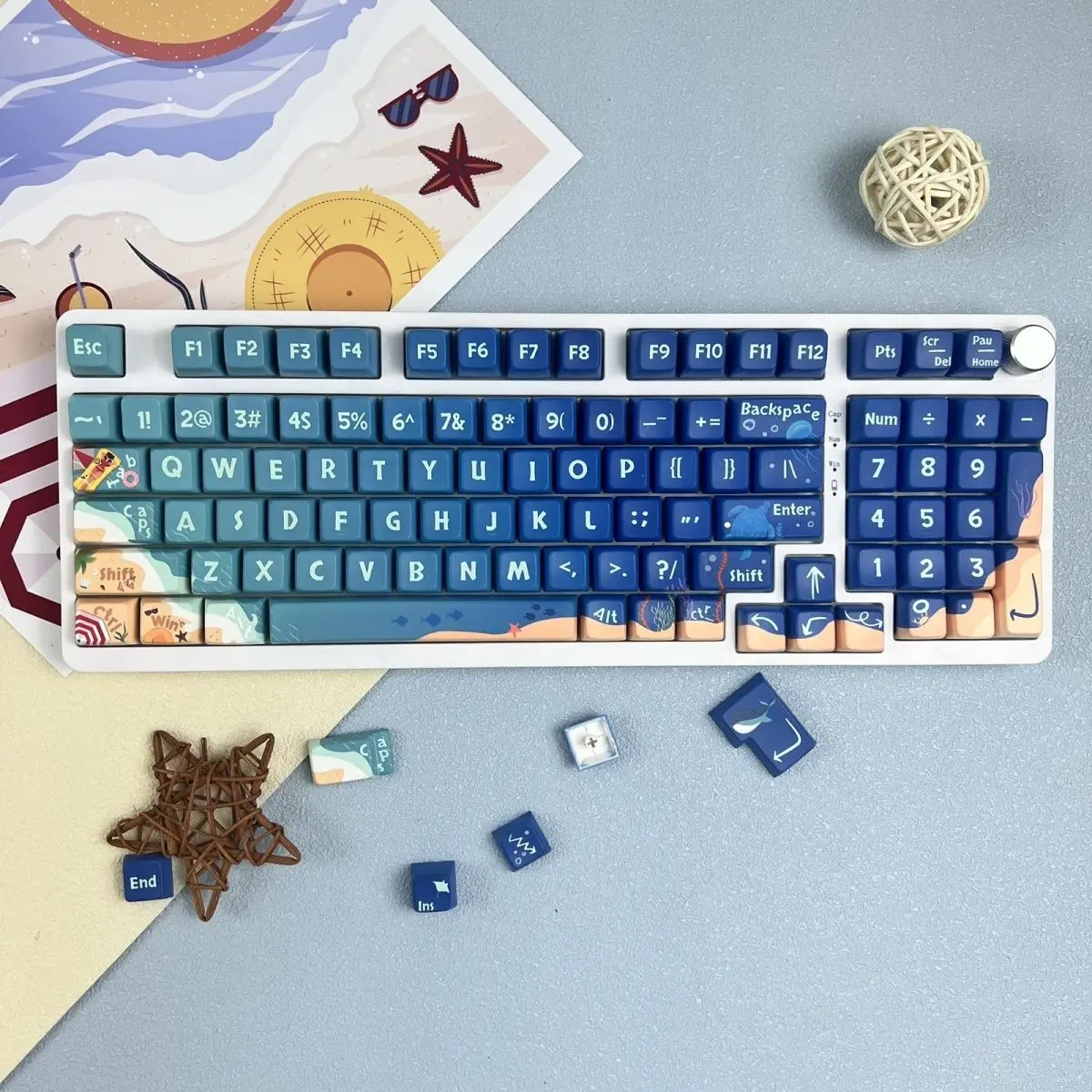 

Underwater world gradient Keycaps MDA Profile PBT Dye Sublimation for MX Mechanical Keyboard KeyCap Keyboards Accessories