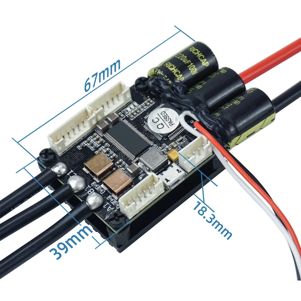 Controlador de velocidade elétrico para skate Mini FSESC4.20 50A Base em VESC ®   4.12 com dissipador de calor anodizado de alumínio 12s ESC