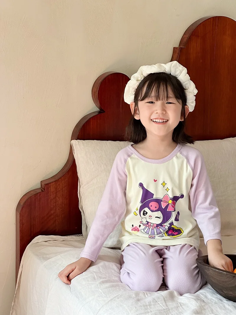 

Kuromi 100% Cotton Kids Pajamas Sets Baby Girls Boys Clothes Pijamas Cartoon Long Sleeve Tshirt+Pants