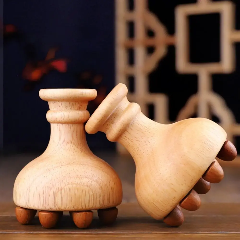 

12 Beads Wooden Mushroom Massager Anti Cellulite Slim Down Scalp Massage Brush Handheld Eliminate Local Fat Gua Sha Brush Leg