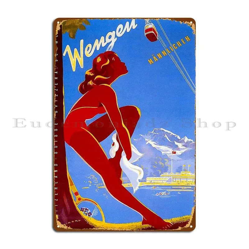 Vintage Travel Wengen Culturio Metal Plaque Poster Classic Designer Wall Cave Cinema Custom Tin Sign Poster