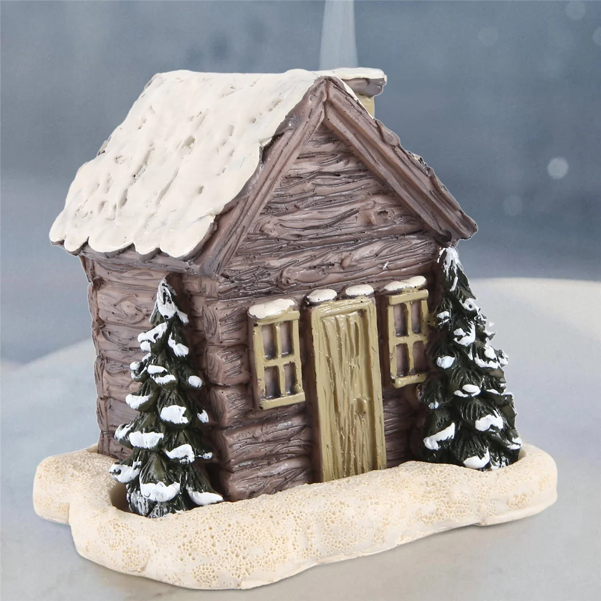 Log Cabin Snowy Winter Incense Cone Burner, Christmas Cabin Incense Burner, Log Cabin Incense Burner, Room