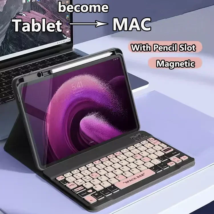 Sarung Keyboard Bluetooth nirkabel, Sarung untuk Xiaomi Pad 7 11.2 inci 2024 7 Pro 11.2 5 Pro 5 11 6 11 untuk Redmi Pad SE 11 inci Folio