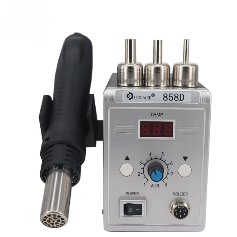 858D Rotary Wind Heat Gun Digital Display Constant Temperature Lead-Free Desoldering Station for Phone Repair