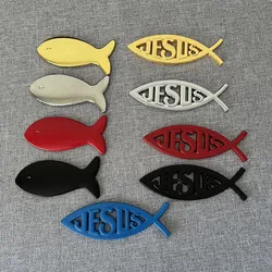 3D Metal Jesus Fish Symbol Logo Car Sticker Badge Emblem Rear Trunk Decals Motorcycle Car Accessories Automobiles Car Styling