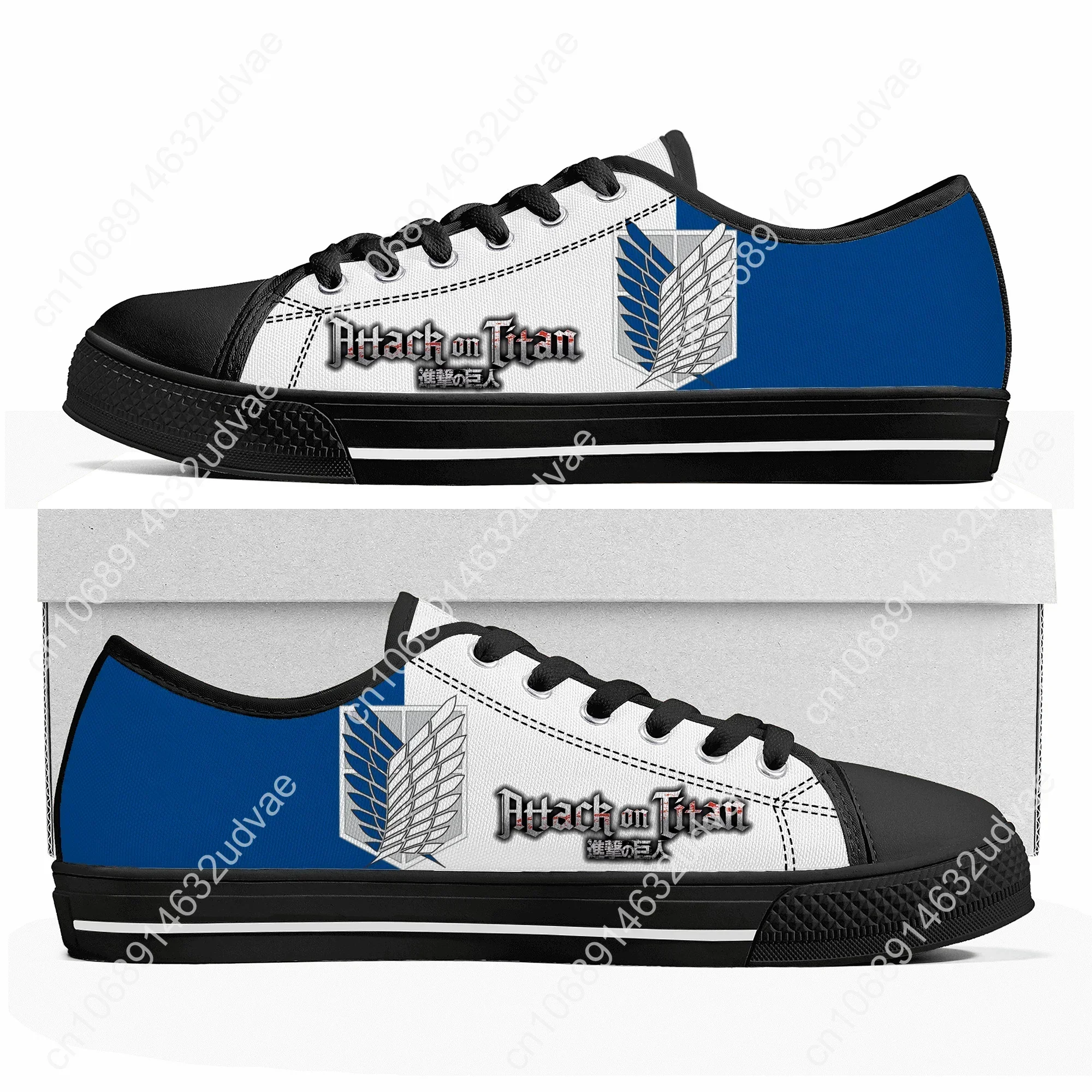 Anime Attack on Titan Levi Ackerman Low Top Sneakers Mens Womens Teenager High Quality Canvas Sneaker Couple Shoes Custom Shoe