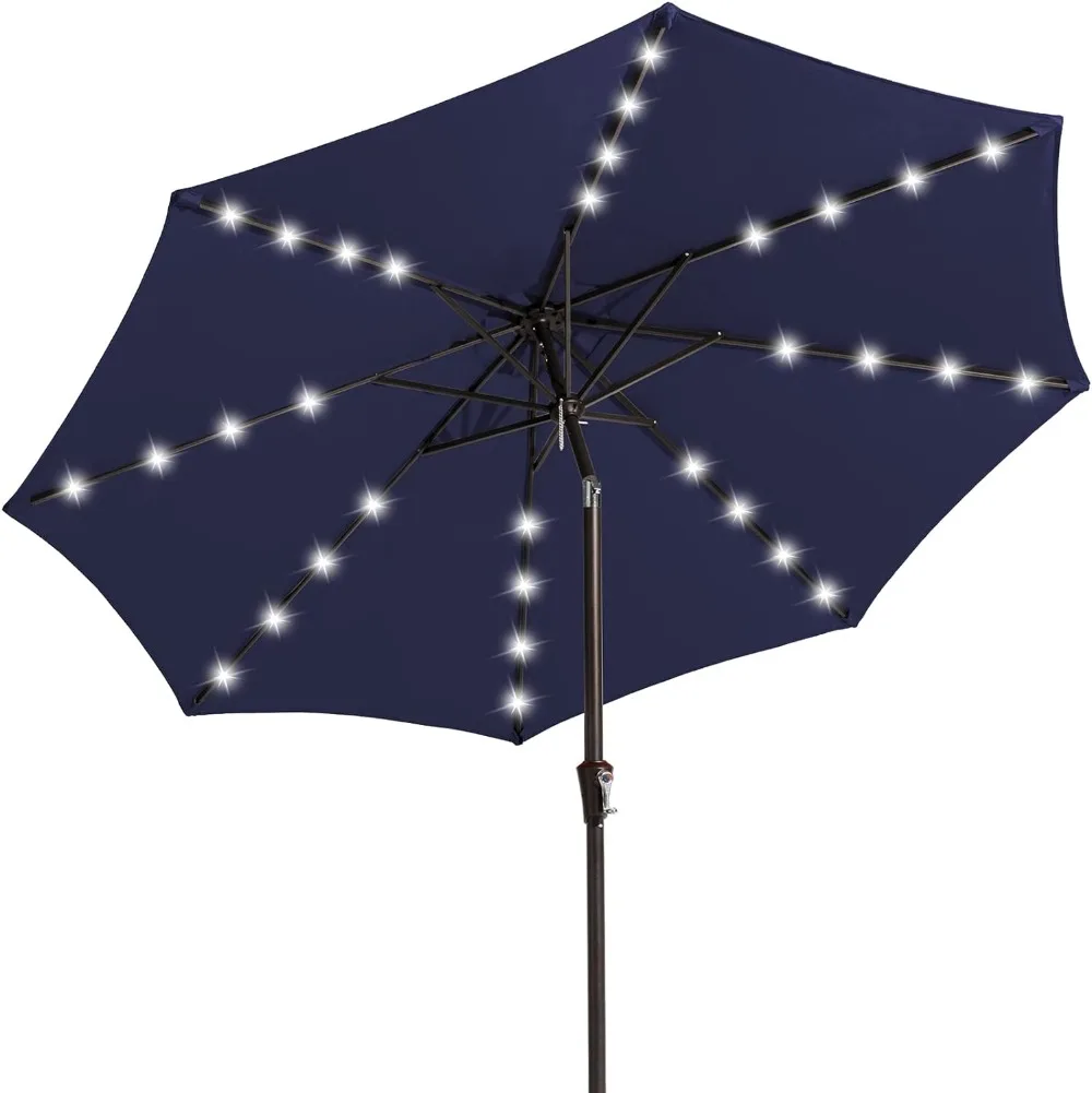 

JEAREY Upgrade 9FT LED Lighted Patio Umbrella, Solar Outdoor Umbrella, Tilt Table Umbrellafor Pool