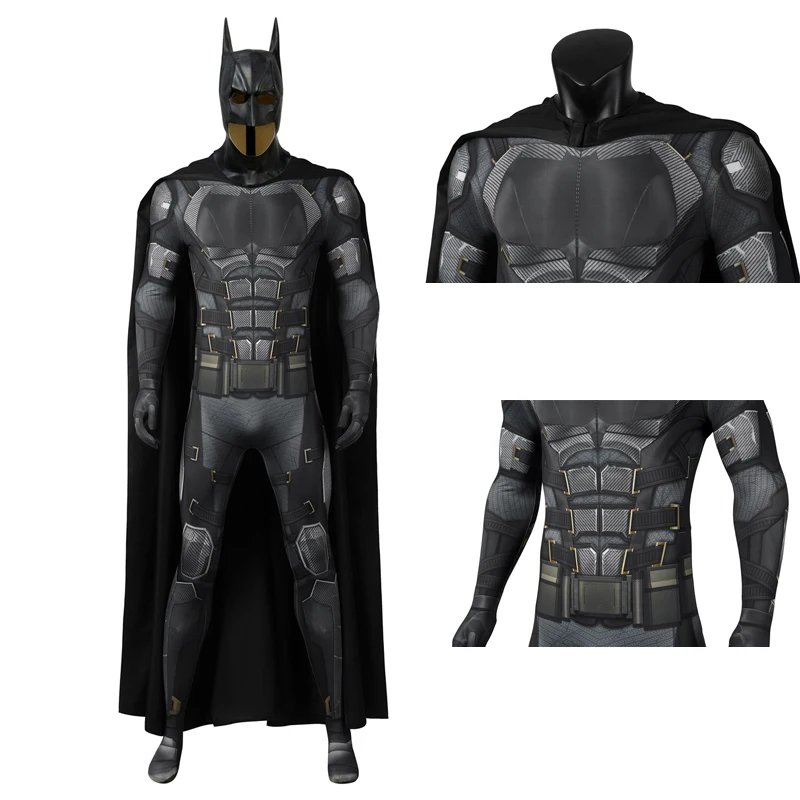 New Adult Halloween League Dark Knight Cosplay Bruce Wayne Jumpsuit Superhero Battle Costume Printing New Bat Outfit