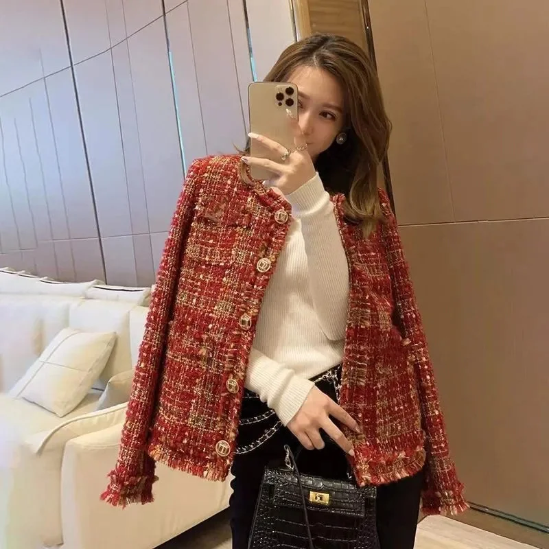 

2024 Spring Autumn New Women's Versatile Socialite Temperament High End Small Fragrant Style Jacket Female Korean Short Top Coat