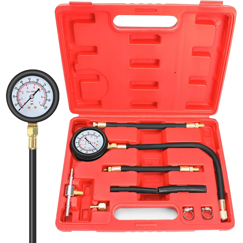 

Fuel Pressure Test Kit Fuel Pressure Gauge 0-100PSI Fuel Injection Pump Pressure Tester for Car Motorcycle Truck RV SUV ATV
