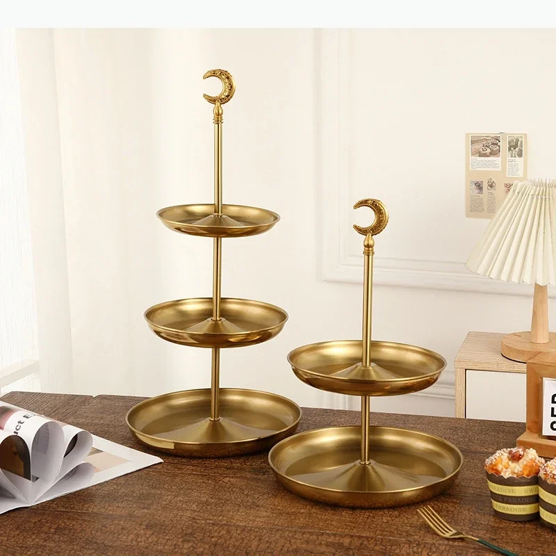 Multi Layer Wrought Cake Stand Fruit Plate Snack Tray Dim Sum Dish Pastry Plate Cake Rack Storage Tray Dessert