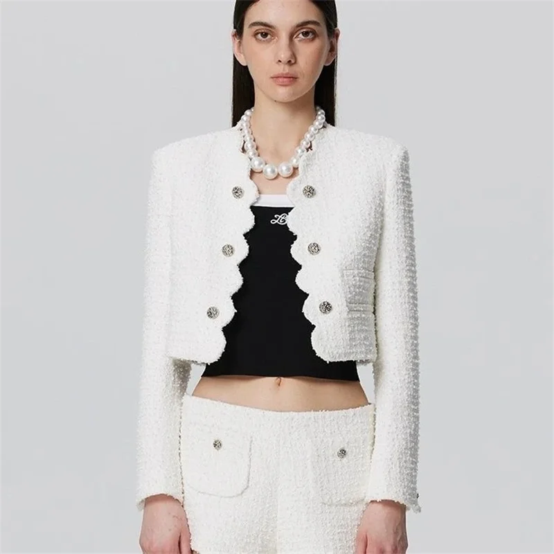 Women's Jacket Women's Spring Jacket Fashion Cardigan Loose Yellow Small Fragrance Double-breasted Coat Women's Short Tweed Coat