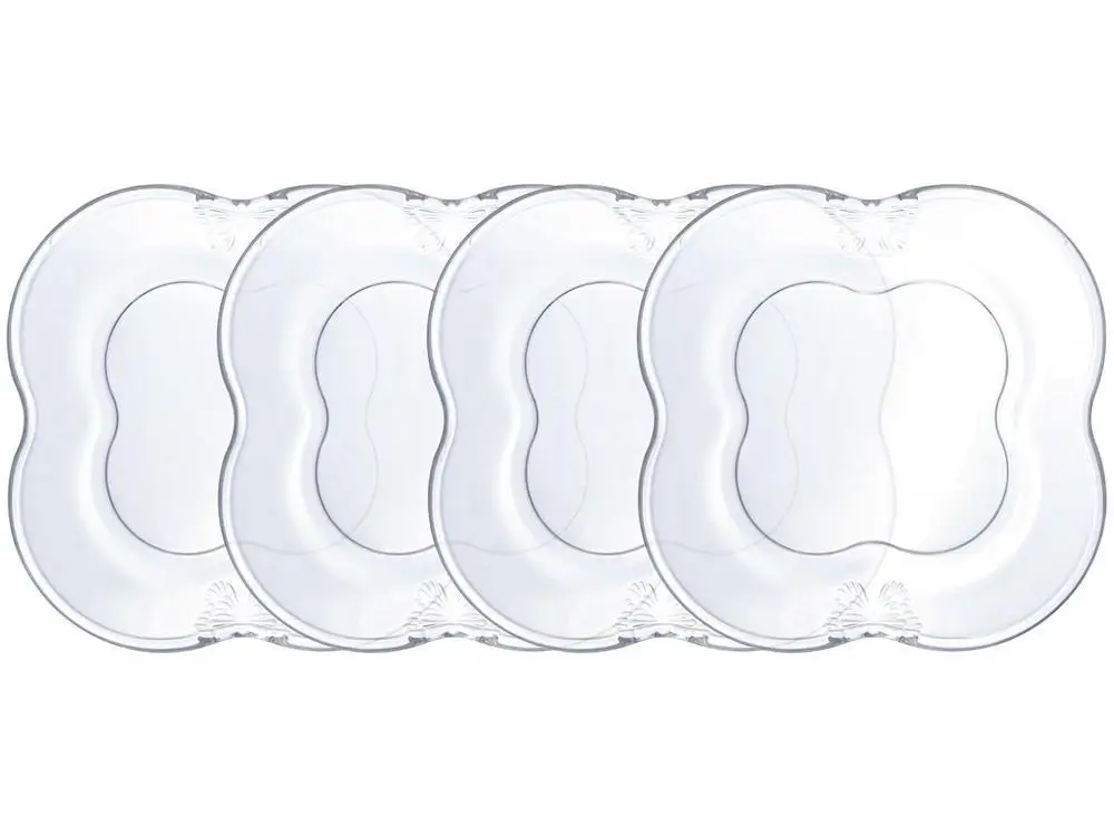 Wolff Butterfly Dessert Transparent Square Glass Dishes Set 4 PCs