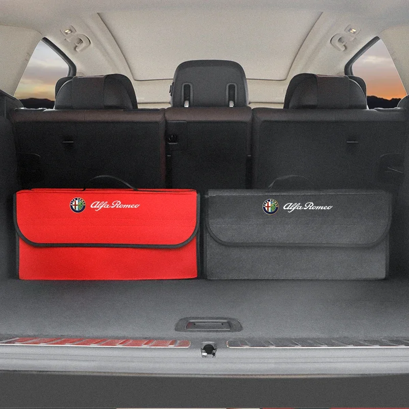 Hub Caps Car Trunk Storage Bag Organizer Sundries Stowing Tidying Box For Alfa Romeo 156 159 147 4C 8C 166 Giulia Giulietta Mito