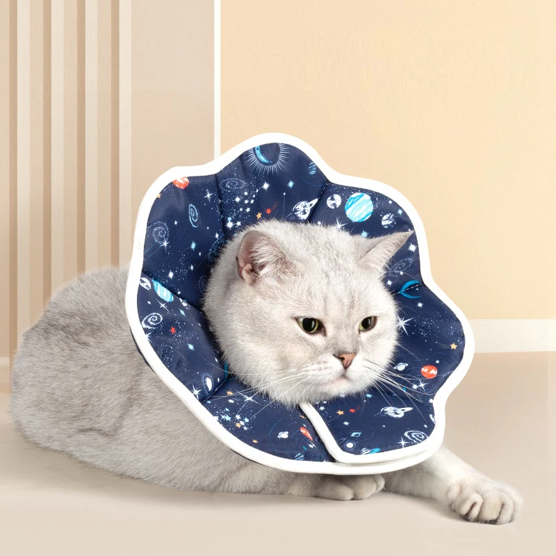 

Adjustable Soft Dog Cone Collar Cats Waterproof Elizabethan Collar Print Made Durable Polyester Plastic Post-Surgery Wound Care