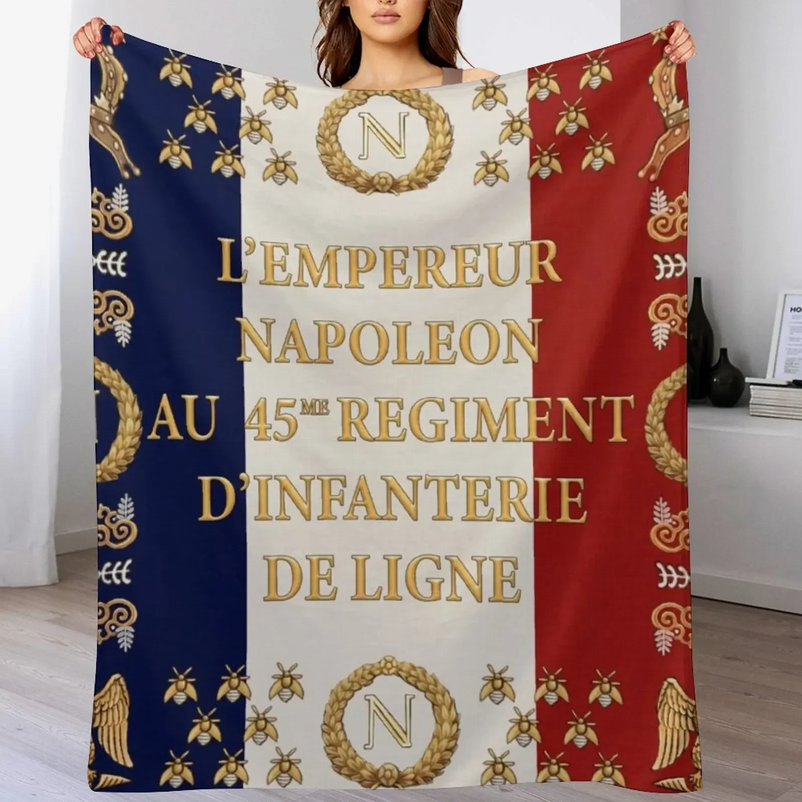 Napoleonic French 45th regimental flag Throw Blanket Cute Thin Blankets