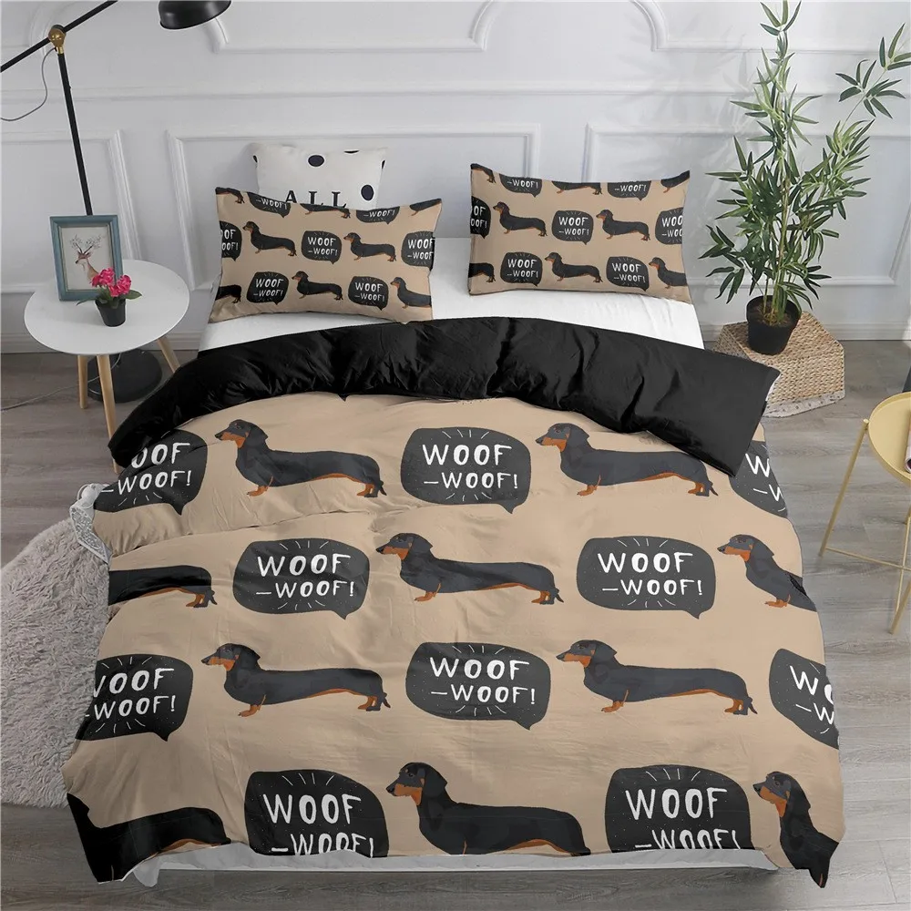 

Cartoon Dachshund Dogs Bedding Sets Kids Duvet Cover Set Pillowcase Twin Full Queen King Comforter Set Bed Linen For Boys Girls