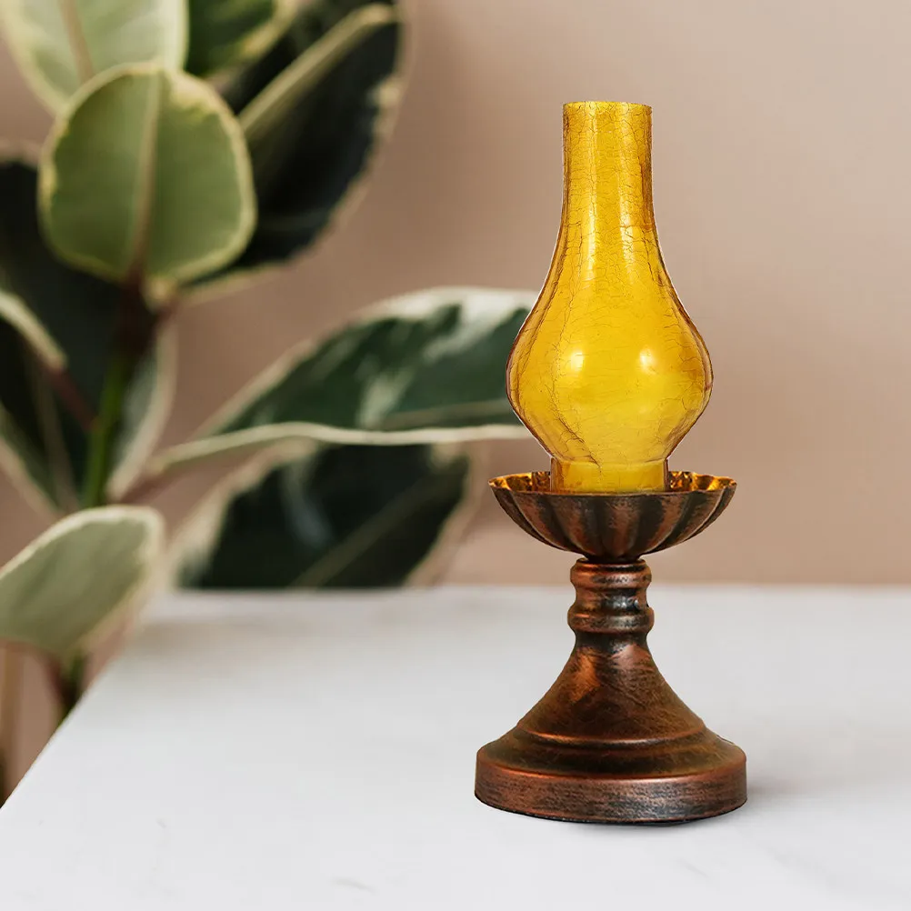2Pcs Solid Matte Glass Lampshade Retro Color Crack Texture Oil Lamp Chimney Replacement for Lamp Wall Light Camping Use