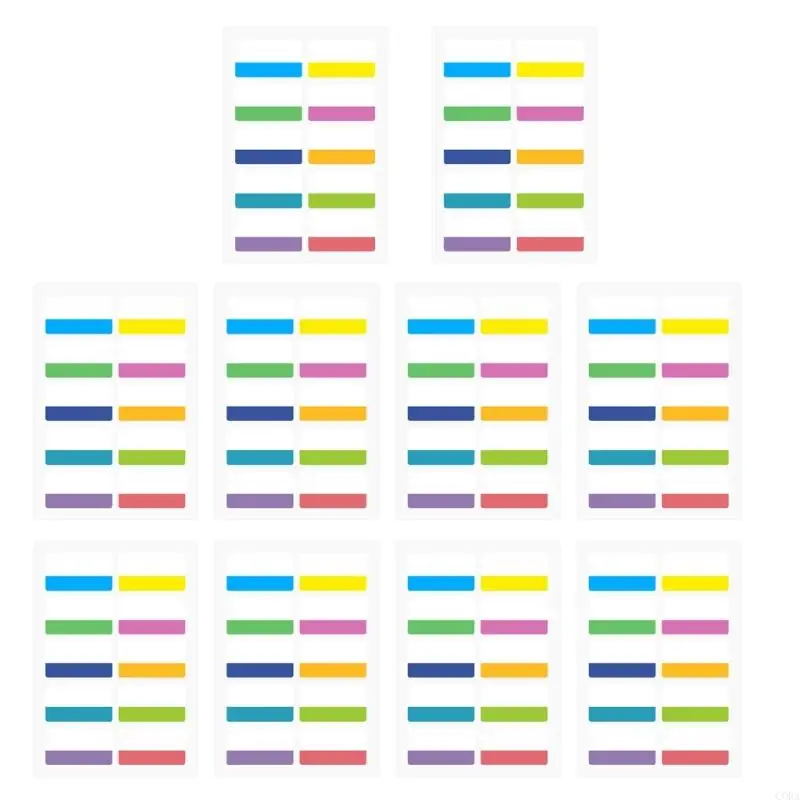 CORA 10 Sheets Multicolored Plastic Index Tabs For Books Binder Planner Document