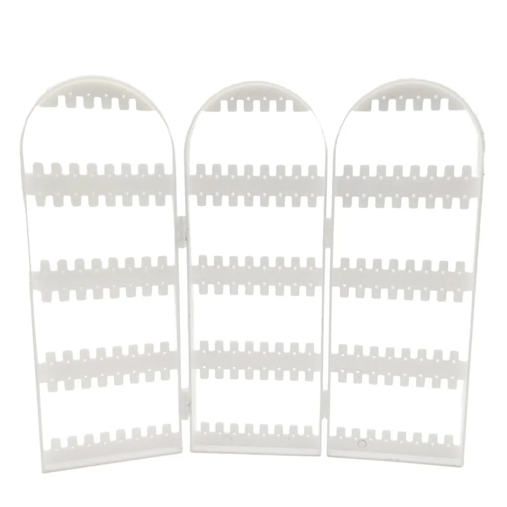 

Складная пластиковая подставка для серег, трехсекционная, белая, для демонстрации и хранения ювелирных изделий, портативный органайзер для серег и колец