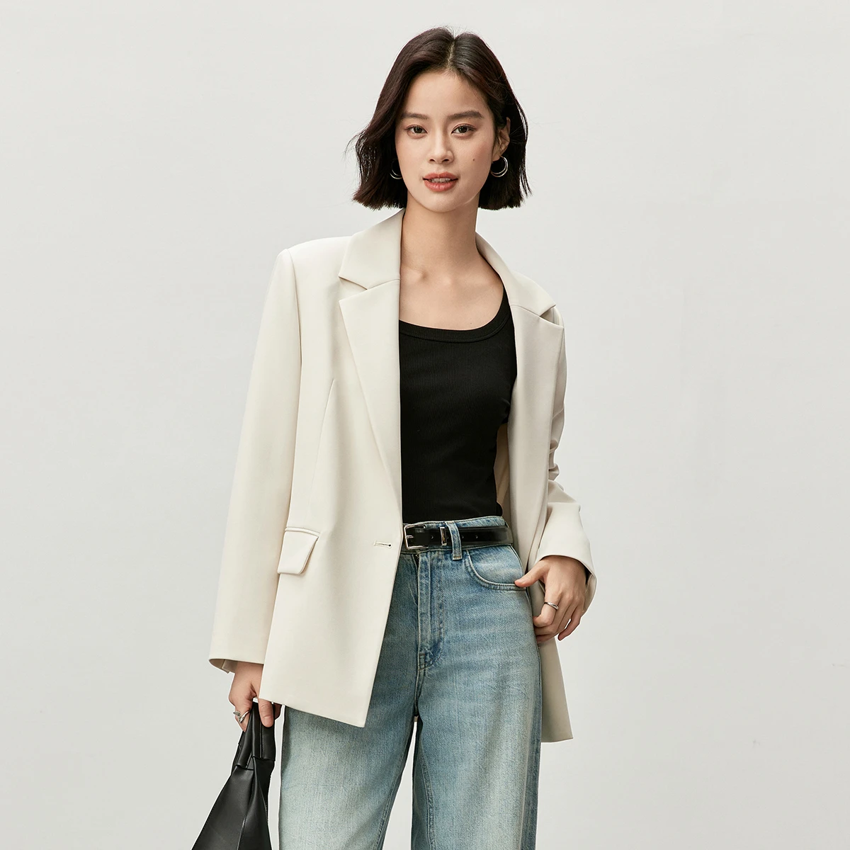 

SENTUBILA Women's Blazer 2026 Autumn Single Button Split-Hem Office Work Top Business Women Loose Elegant Outerwear 143X55915