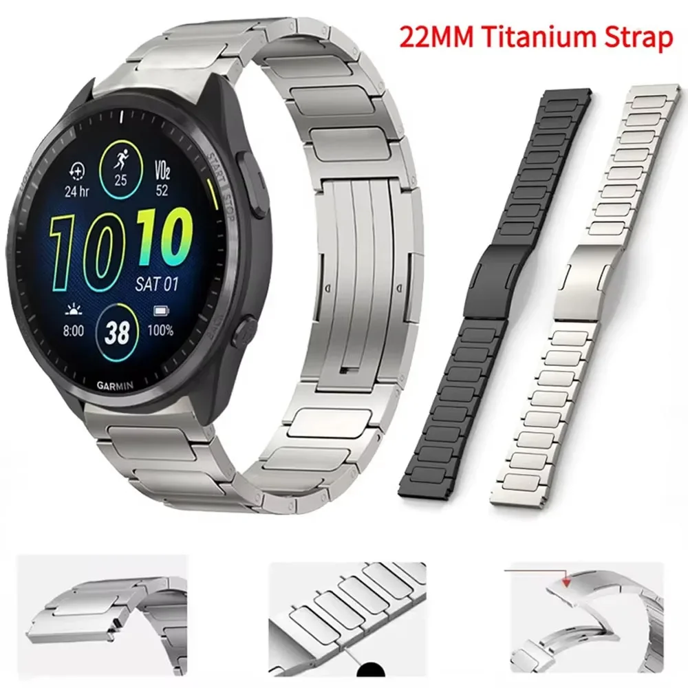 

22mm Titanium alloy Strap For Garmin Venu 3/2 Watch Band Vivoactive 4 Metal Bracelet Watchband For Garmin Forerunner 965 955 255
