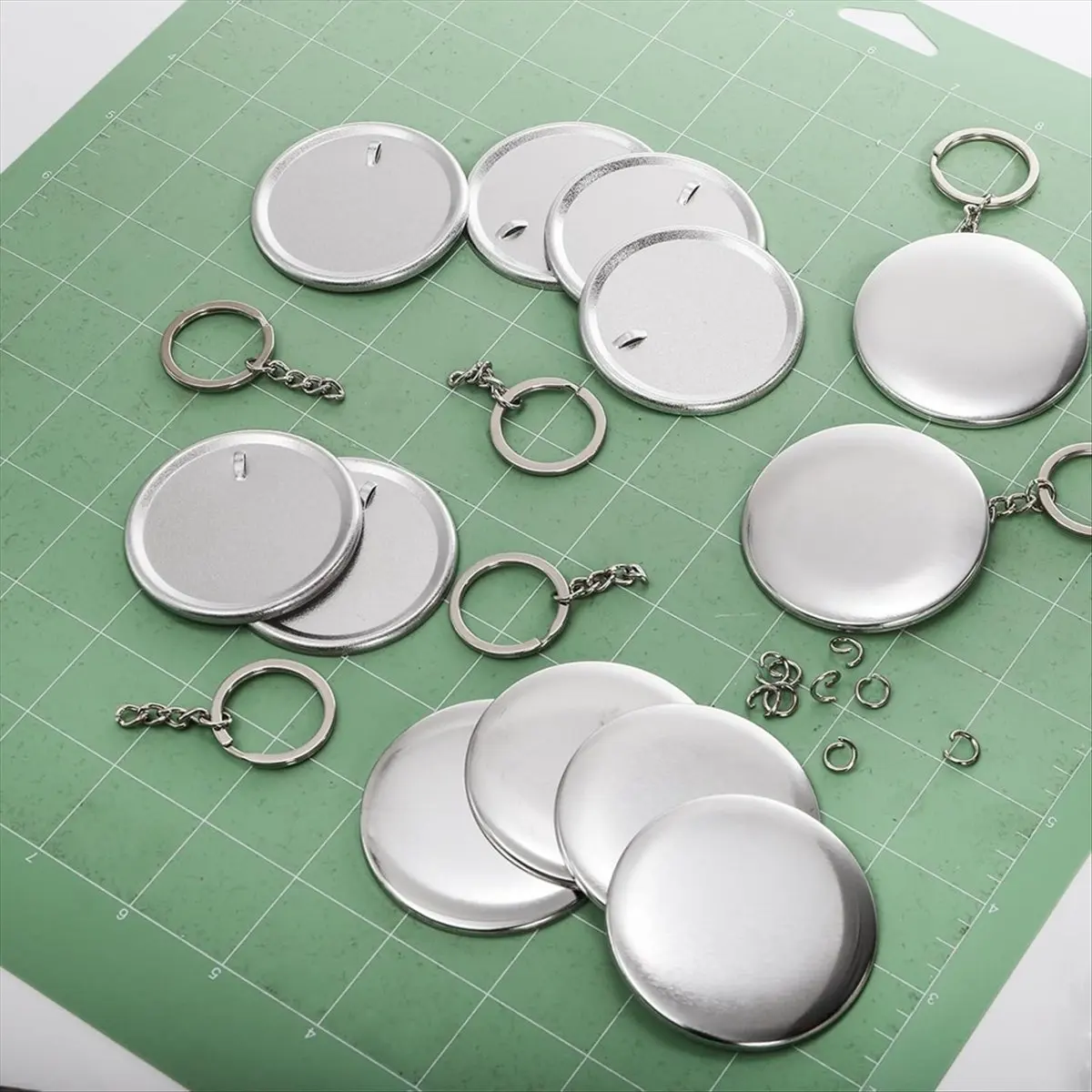 AA14 100 Pack Button Maker Keychain Supplies, 58 mm / 2.25 Inch Metal Pin Making Kit for Button Maker Machine,Blank Badge Set