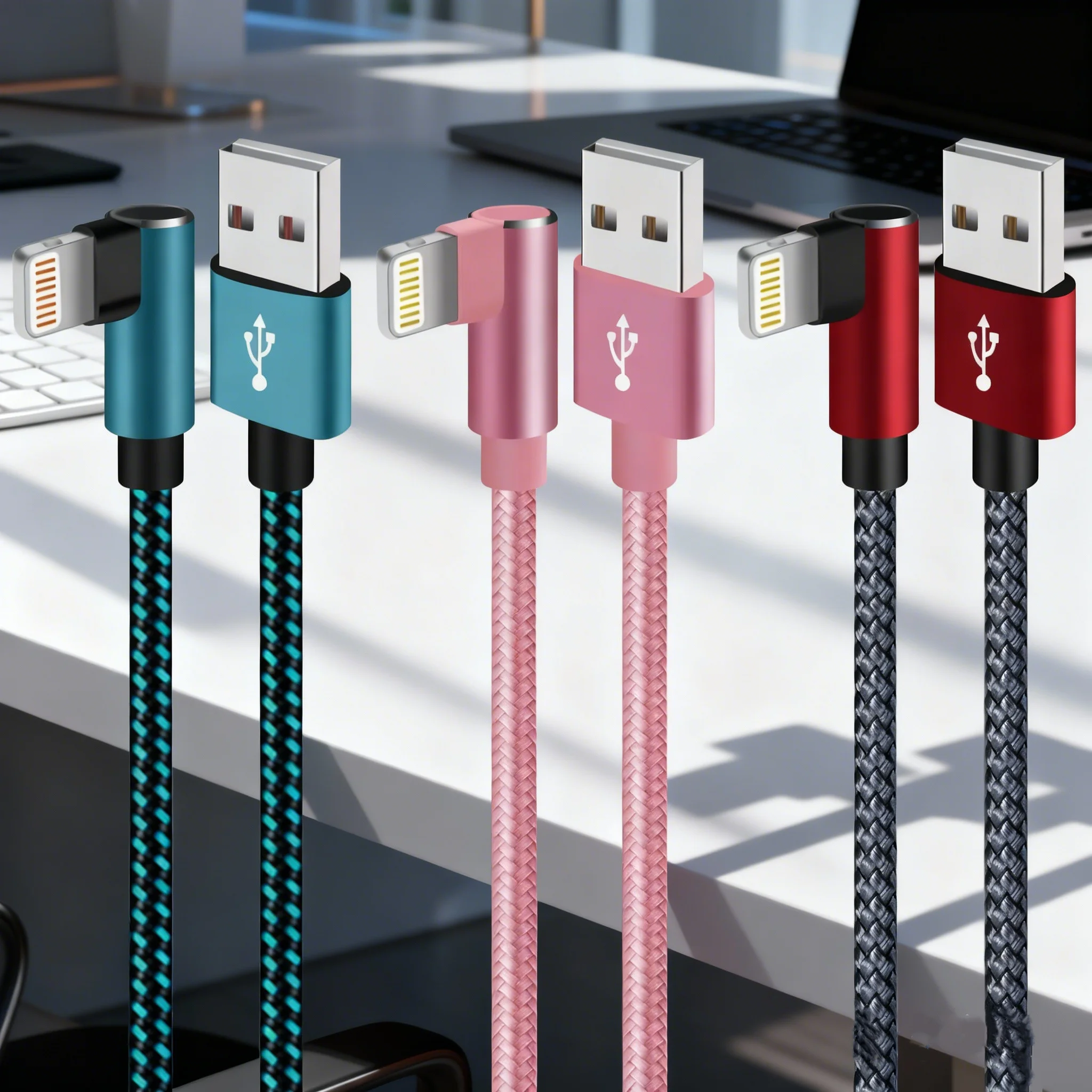 

ANSEIP 90 Degree MFi Certified Fast Charging IPhone Charger Cables Nylon Braided Cables For IPhone 14 13 Pro Max 13 12 Mini 11