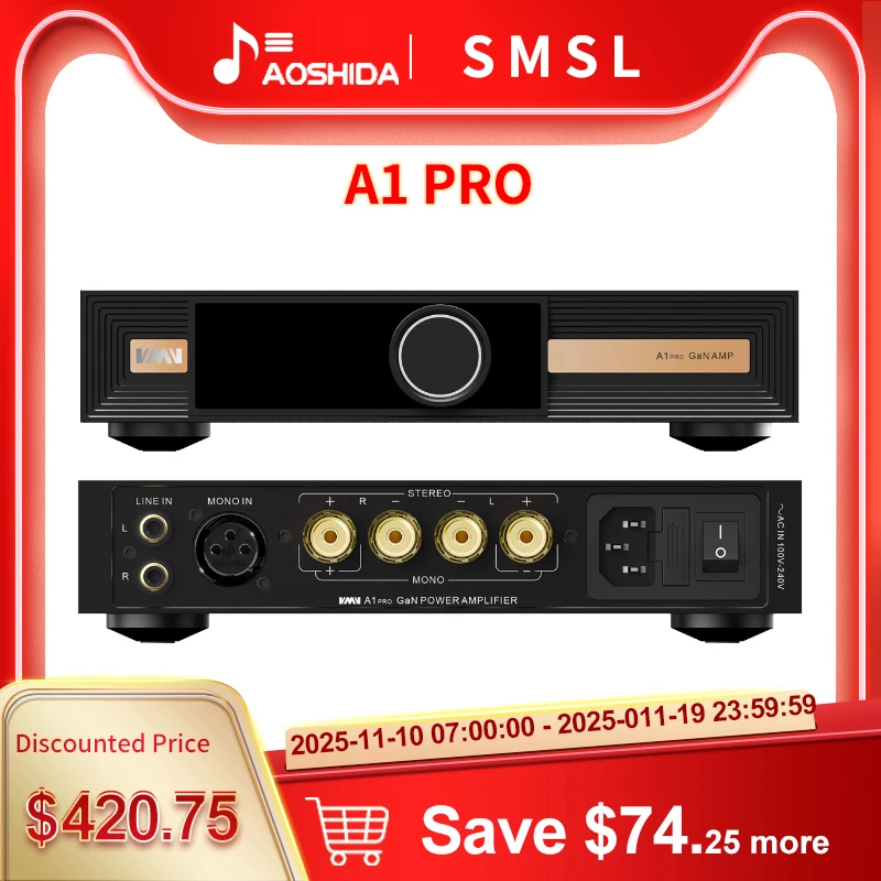 SMSL VMV A1PRO Усилитель мощности нитрида галлия Новейший GaN FET Частота переключения до 1 МГц PGA2311 Усовершенствованный объем