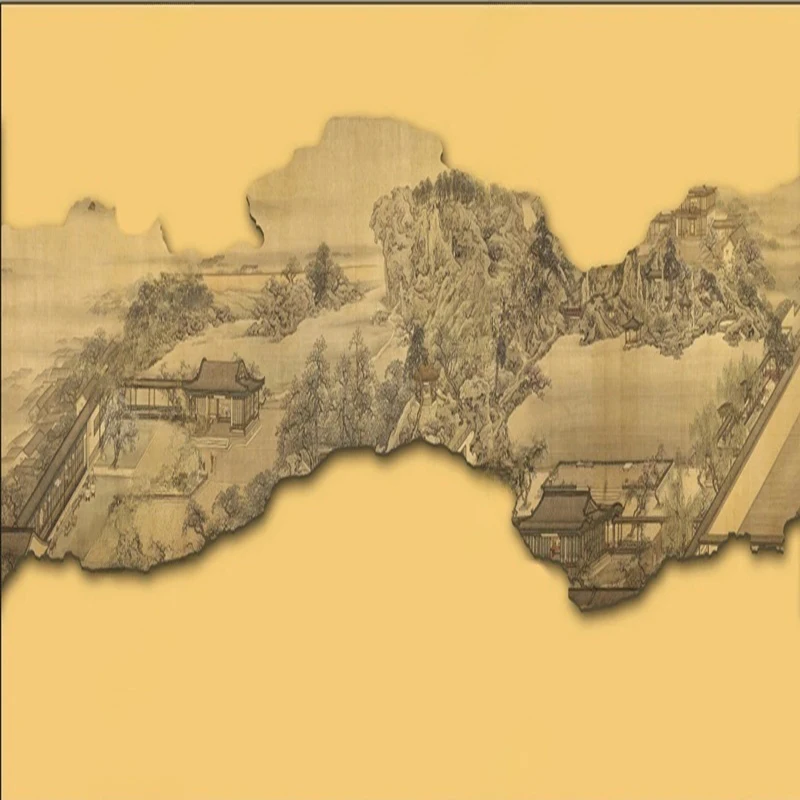 MU7842 Wallpaper Ukuran Khusus Lukisan Minyak Tinta Yang Dilukis dengan Tangan Abstrak Pemandangan TV Sofa Latar Belakang Papier Peint