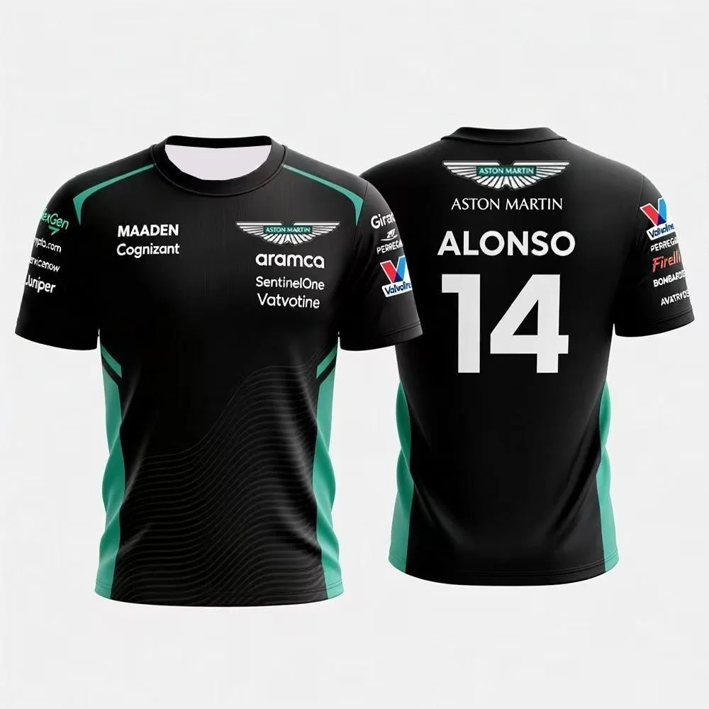 T-shirt à manches courtes Fernando Alonso 14 2026, tenue de course Aston Martin classique, séchage r