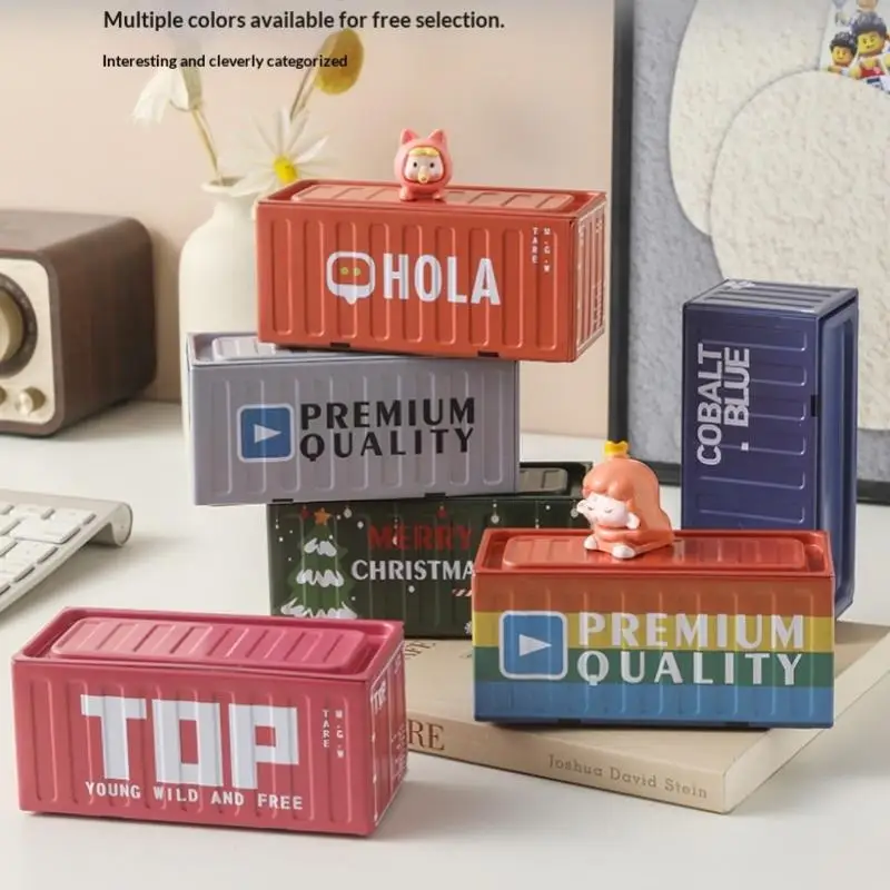 。1pc Mini Container Small Iron Box Make Old Miniature Models Scene Props Office Ornaments Stackable Creative Desktop Organizer